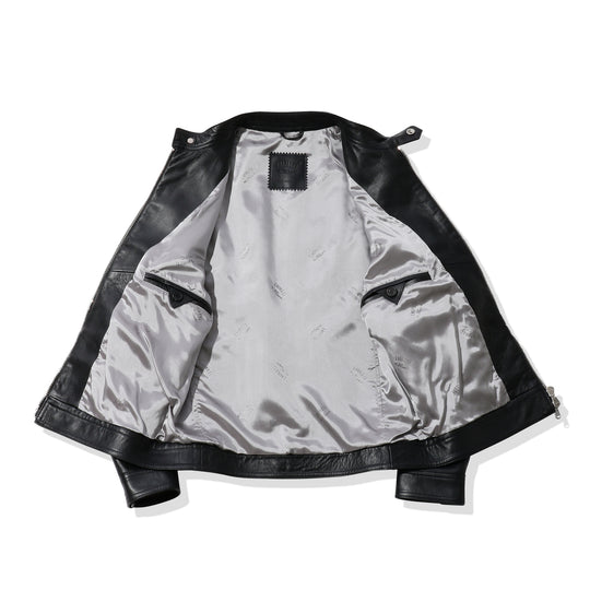 MASSIMO シングルライダースジャケット ナッパレザー ブラック