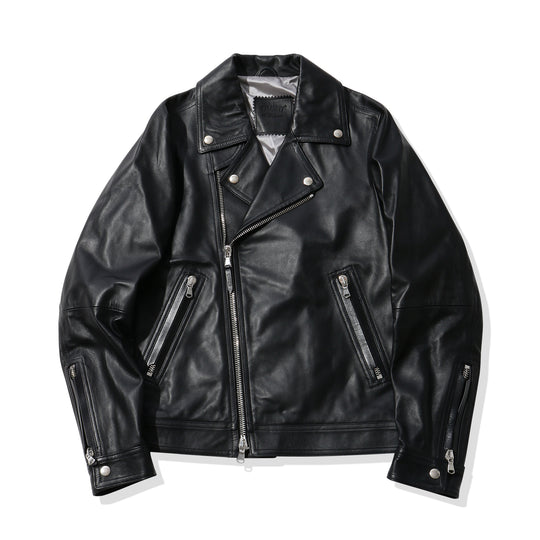 GABRIELE ダブルライダースジャケット ナッパレザー ブラック