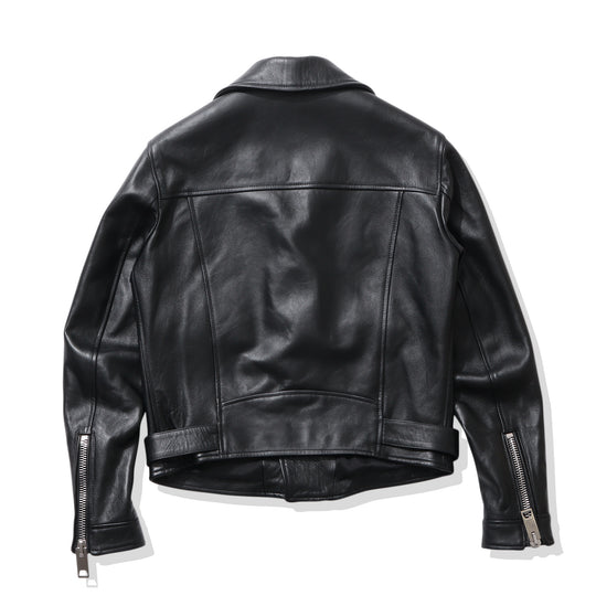 干場別注モデル JUSTIN ダブルライダースジャケット ナッパレザー ブラック
