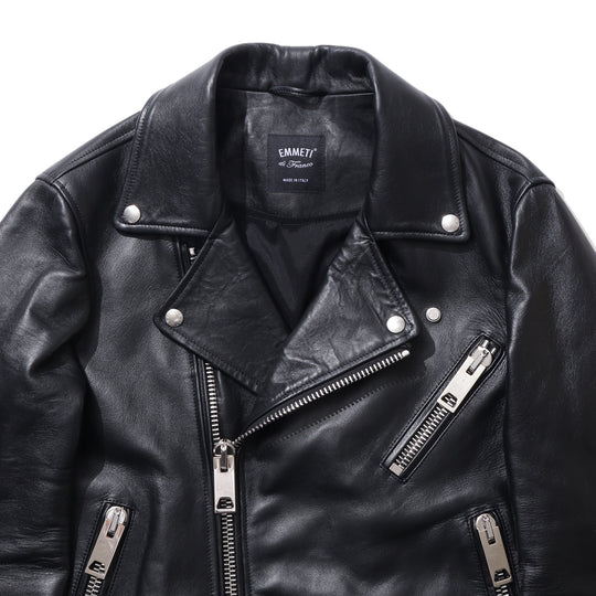 干場別注モデル JUSTIN ダブルライダースジャケット ナッパレザー ブラック