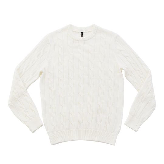 tradi コットンリネンケーブルプルオーバー ホワイト