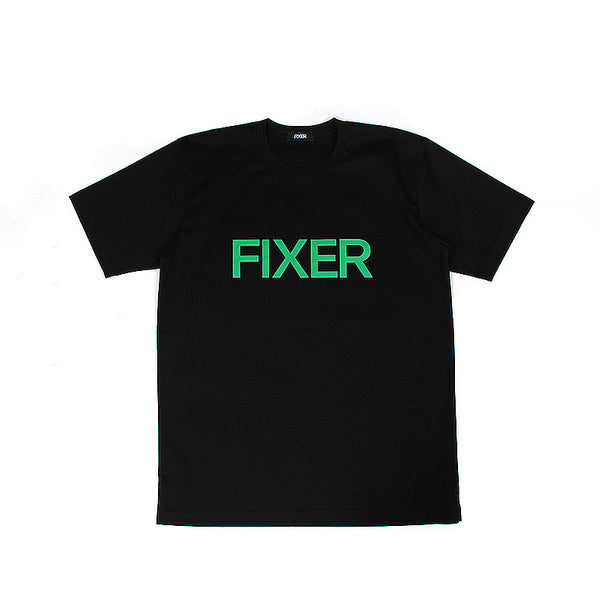 FIXER 干場　プリントクルーネックTシャツ ブラック×サックス プリントクルーネックTシャツ ブラック×グリーン – MINIMAL WARDROBE