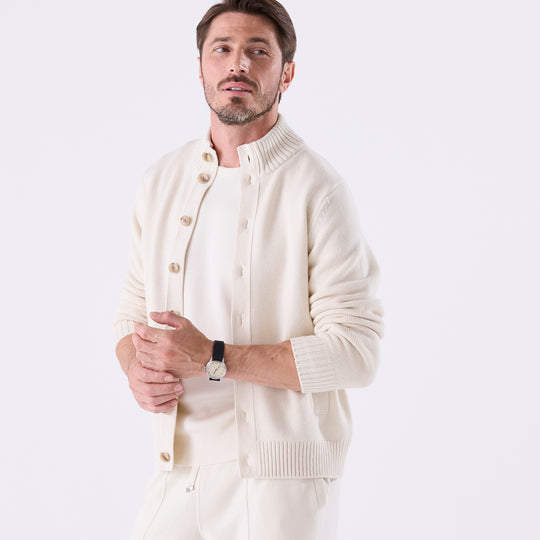 【数量限定受注販売】tradi ハイネックカーディガンジャケット アイボリー