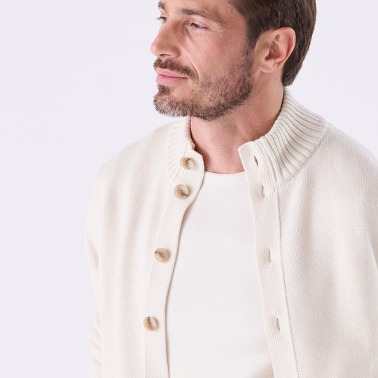 【数量限定受注販売】tradi ハイネックカーディガンジャケット アイボリー