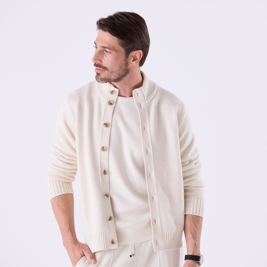 【数量限定受注販売】tradi ハイネックカーディガンジャケット アイボリー