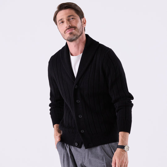 【数量限定受注販売】tradi ショールカラーカーディガン ブラック