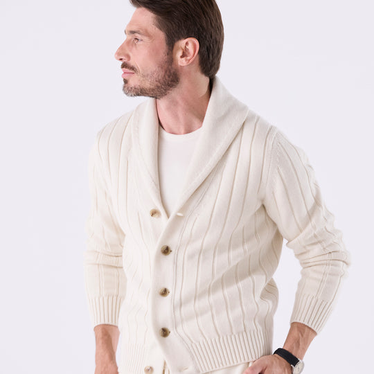 【数量限定受注販売】tradi ショールカラーカーディガン アイボリー