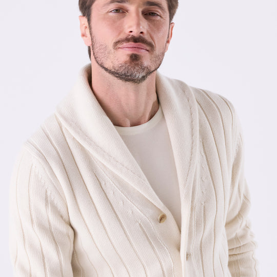 【数量限定受注販売】tradi ショールカラーカーディガン アイボリー
