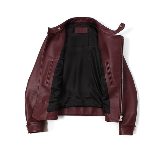F1 ダブルライダースカウレザー バーガンディ