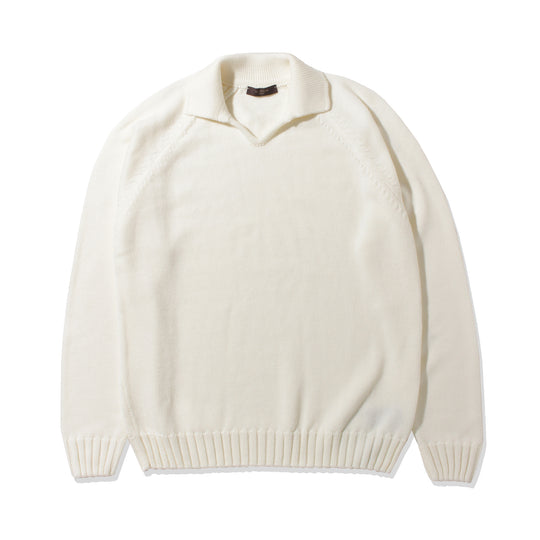 ZANONEメリノウールスキッパー型ポロ ホワイト