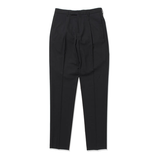 ARECHI ウールストレッチ 1プリーツテーパードパンツ ブラック
