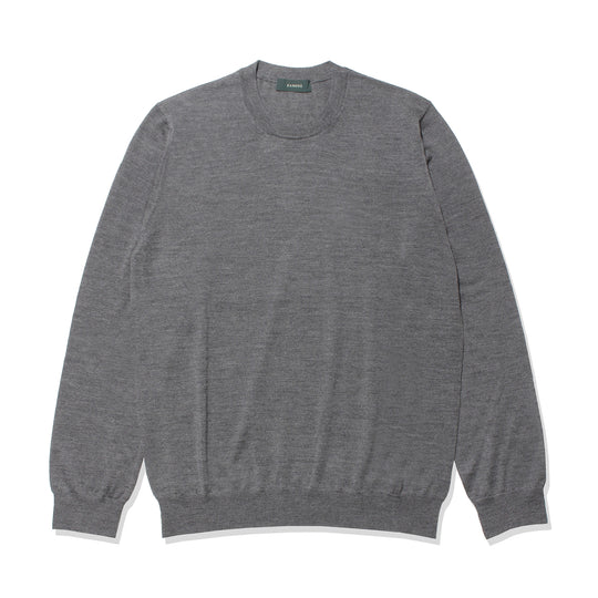 カシミアシルククルーネックニット チャコールグレー