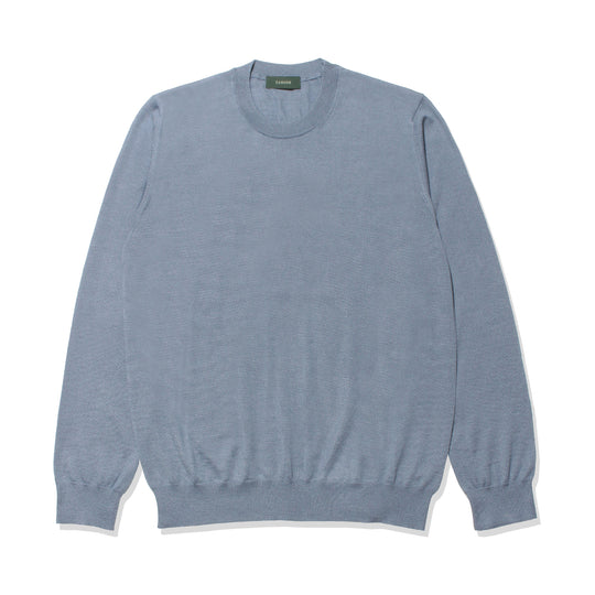 カシミアシルククルーネックニット ブルー