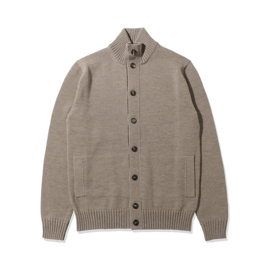 ZANONE メリノウールスタンドカラーカーディガン ブラウン
