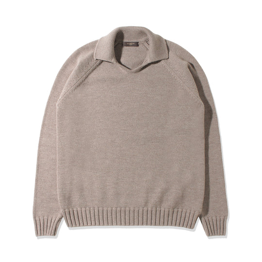 ZANONEメリノウールスキッパー型ポロ ブラウン