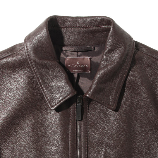 Bomber JK Grain Leather Bordeaux Brown