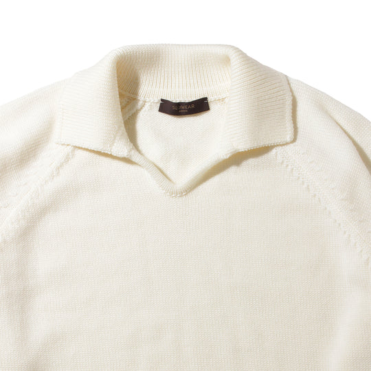 ZANONEメリノウールスキッパー型ポロ ホワイト