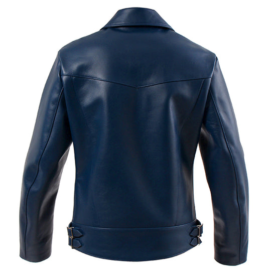 Noah カーフレザー ダブルライダース ネイビー