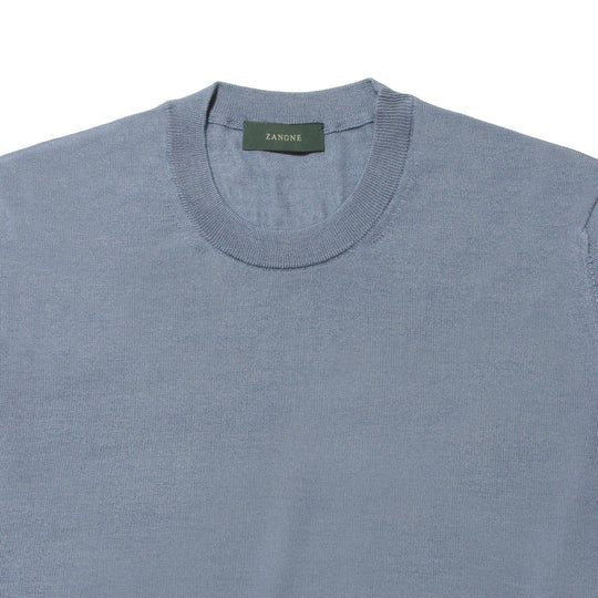 カシミアシルククルーネックニット ブルー