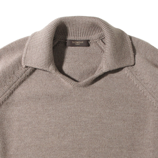 ZANONEメリノウールスキッパー型ポロ ブラウン