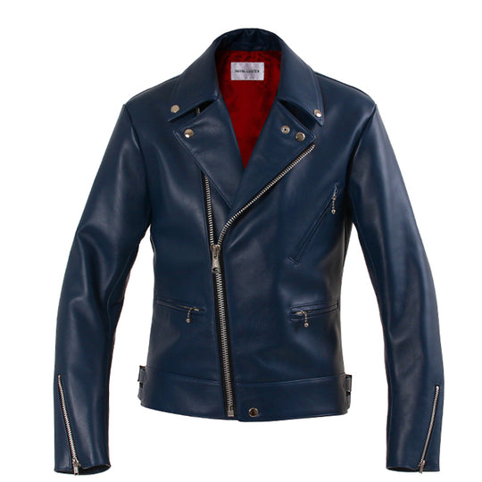 Noah カーフレザー ダブルライダース ネイビー