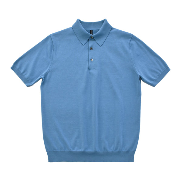 ✨完売品✨ WAAC メンズ サマーニットポロ サックスブルー Mサイズ ✨完売品✨ WAAC メンズ サマーニットポロ サックスブルー Mサイズ