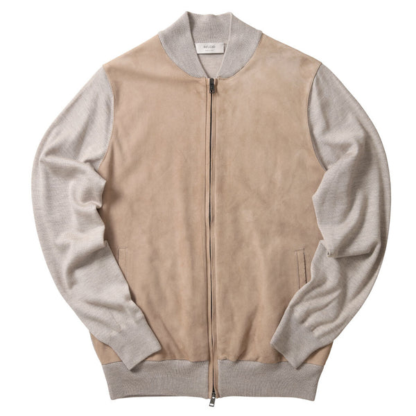スウェードレザー×カシミアシルクコンビブルゾン ベージュ