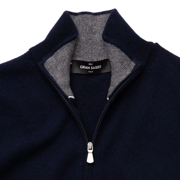 カシミヤ ハーフジップ ネイビー – MINIMAL WARDROBE（ミニマルワード