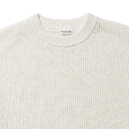 【干場別注カラー】SUVIN PLATINUM ミドルゲージクルーネックニット ホワイト