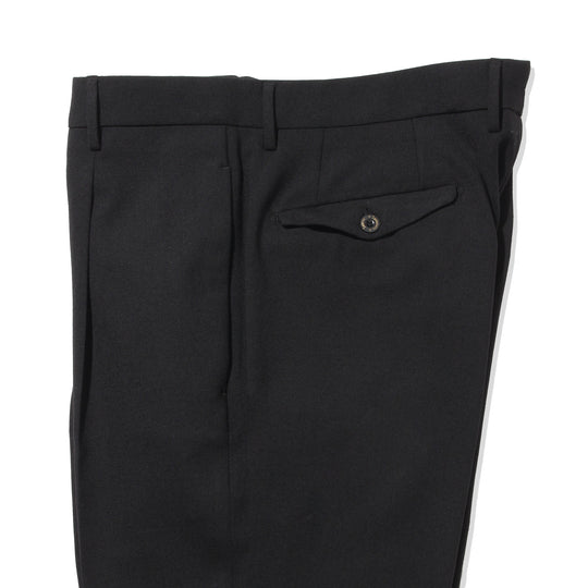 ARECHI ウールストレッチ 1プリーツテーパードパンツ ブラック