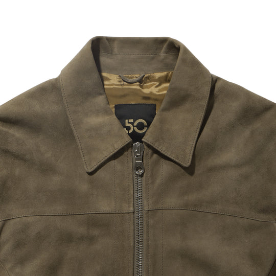 スエード シングルライダースジャケット グレージュ