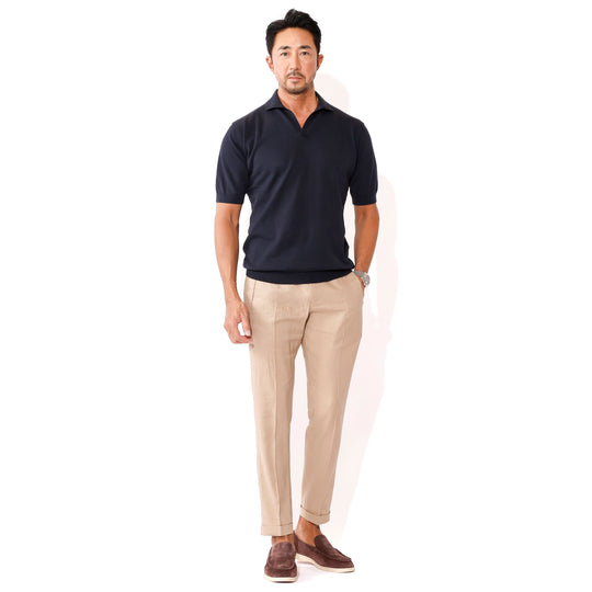 【干場義雅×菅原靴店 コラボ別注モデル】【国内2店舗限定販売】 giabsarchivio ジャブスアルキヴィオ MSH/R2 前後永久クリース リネン混 パンツ A3727 ベージュ