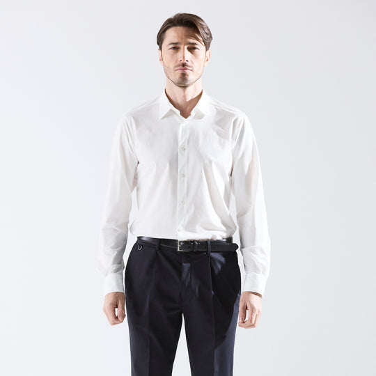 Super Sapphire Cotton Jersey セミワイドカラー テーラードシャツ ホワイト