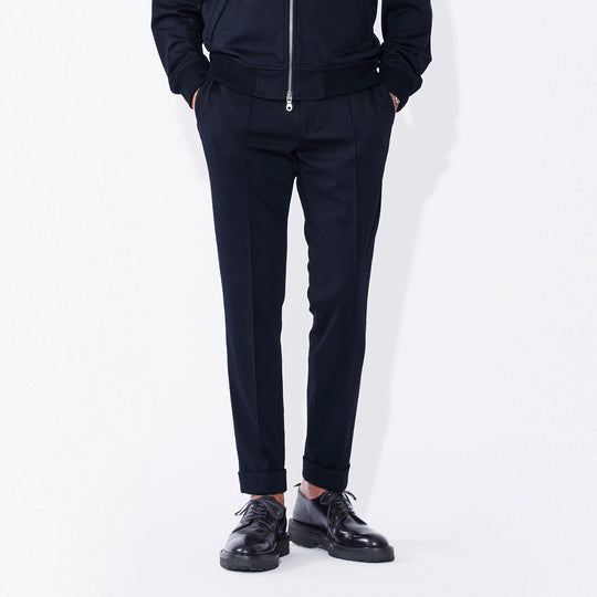 Duplex Wool Jersey スリムテーパード トラベルスラックス コスモネイビー