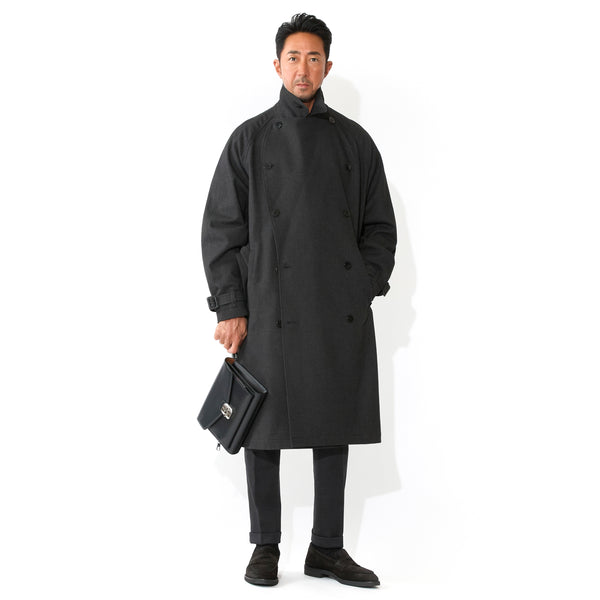 ES:S 撥水トレンチコート 黒　干場　サイズ0 着用数回 トレンチコート バーズアイ ブラック – MINIMAL WARDROBE
