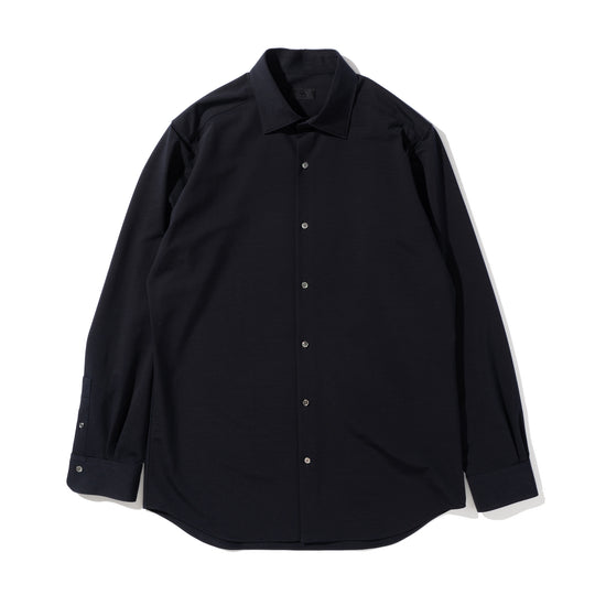 Super Sapphire Cotton Jersey セミワイドカラー テーラードシャツ コスモネイビー