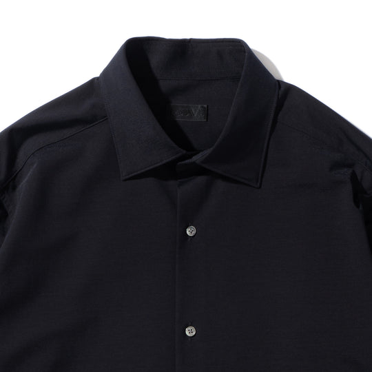 Super Sapphire Cotton Jersey セミワイドカラー テーラードシャツ コスモネイビー