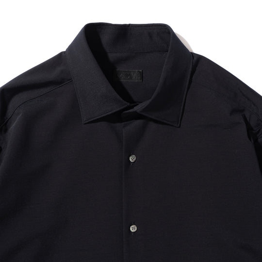 Super Sapphire Cotton Jersey セミワイドカラー テーラードシャツ コスモネイビー