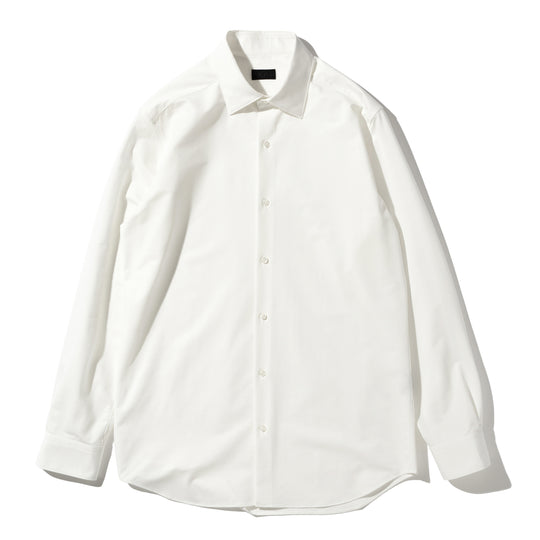 Super Sapphire Cotton Jersey セミワイドカラー テーラードシャツ ホワイト
