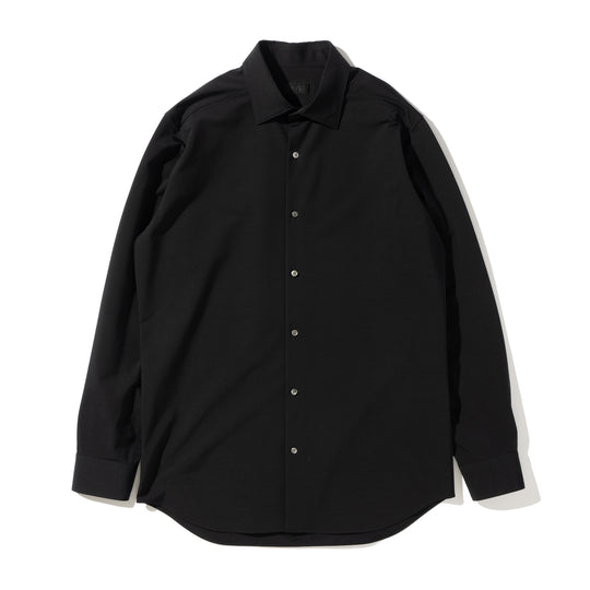 Super Sapphire Cotton Jersey セミワイドカラー テーラードシャツ ブラック