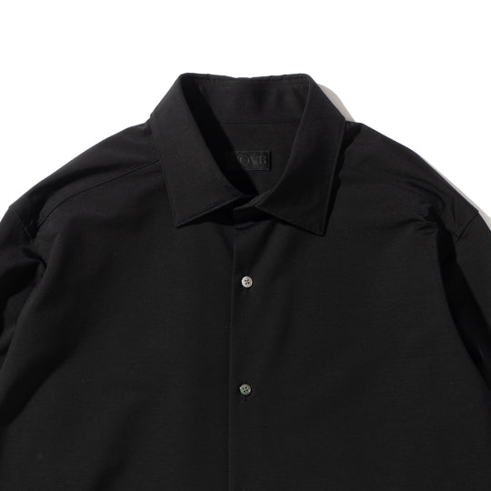 Super Sapphire Cotton Jersey セミワイドカラー テーラードシャツ ブラック