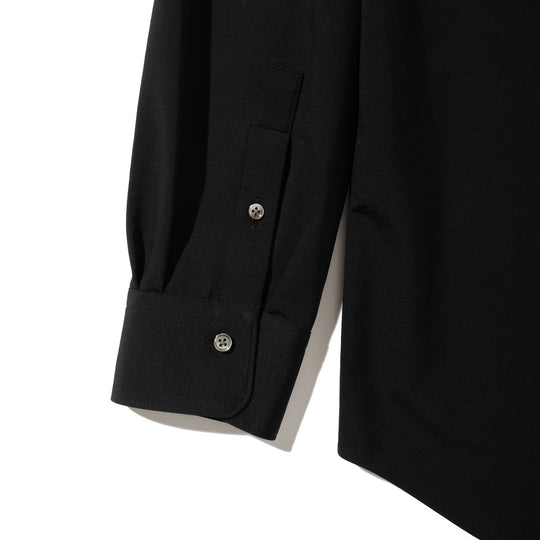 Super Sapphire Cotton Jersey セミワイドカラー テーラードシャツ ブラック
