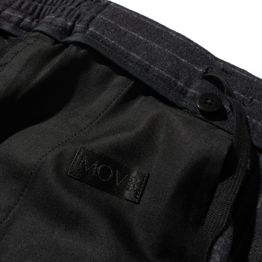 Platinum14.5 Merino Compressed jersey Banker Stripe サイドギャザースリムテーパードスラックス ネイビー