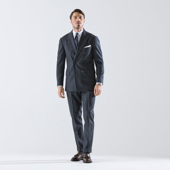 Platinum14.5 Merino  Compressed jersey ダブル6Bクラシックテーラードジャケット グレー