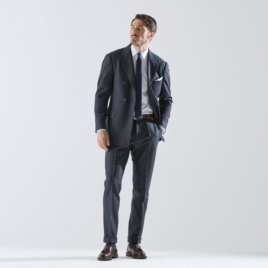 Platinum14.5 Merino  Compressed jersey ダブル6Bクラシックテーラードジャケット グレー