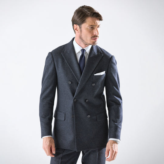 Platinum14.5 Merino  Compressed jersey ダブル6Bクラシックテーラードジャケット グレー
