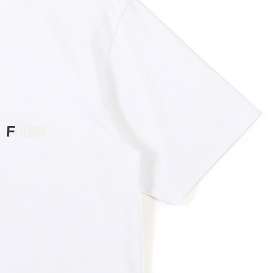 FIXERワンポイントロゴ プリントクルーネックTシャツ ホワイト