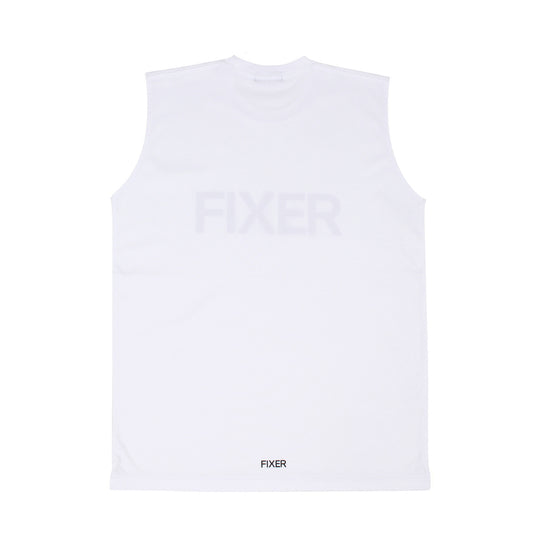 【干場愛用】 リバースプリント ノースリーブ Tシャツ WHITE