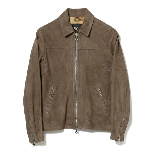 スエード シングルライダースジャケット グレージュ