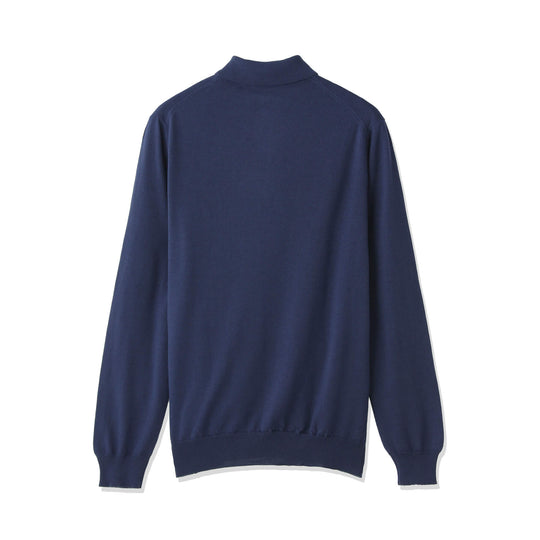 イタリア製メリノウールニット ポロ 干場別注色 ブルー